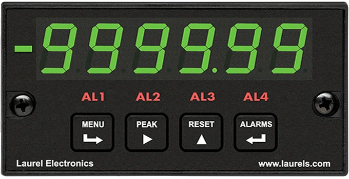 Laurel Electronics Digital Panel Meter L71417VF1 Extended Analog Input Totalizer4-20 mA Input, Six Green LED Digits, Extended Capabilities, 10-48 Vdc Power, Isolated Analog Output, Ethernet Data I/O