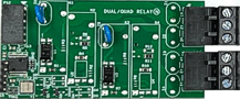 Board with two 120 mA solid state relays or Laureate digital panel meters and counters