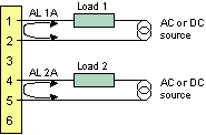 Solid state, AC or bidirectional DC connection to panel meter with 2 loads